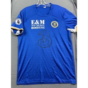 Chelsea FC Soccer Jersey Blue Premier League E&M Roofing Custom #18 Men's Medium